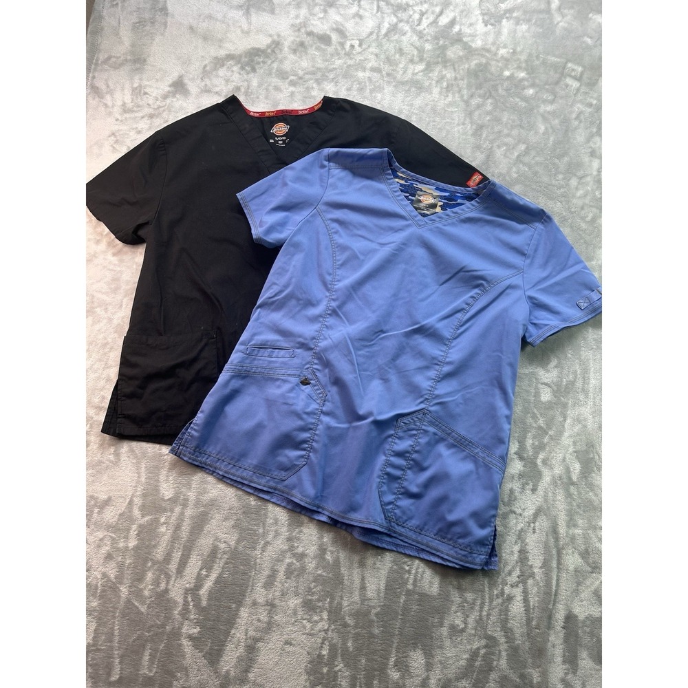 Dickies 2 Pack V-Neck Lightweight Pullover Medical Scrub Top Women Size Large